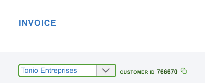 Customer ID shown on invoice page